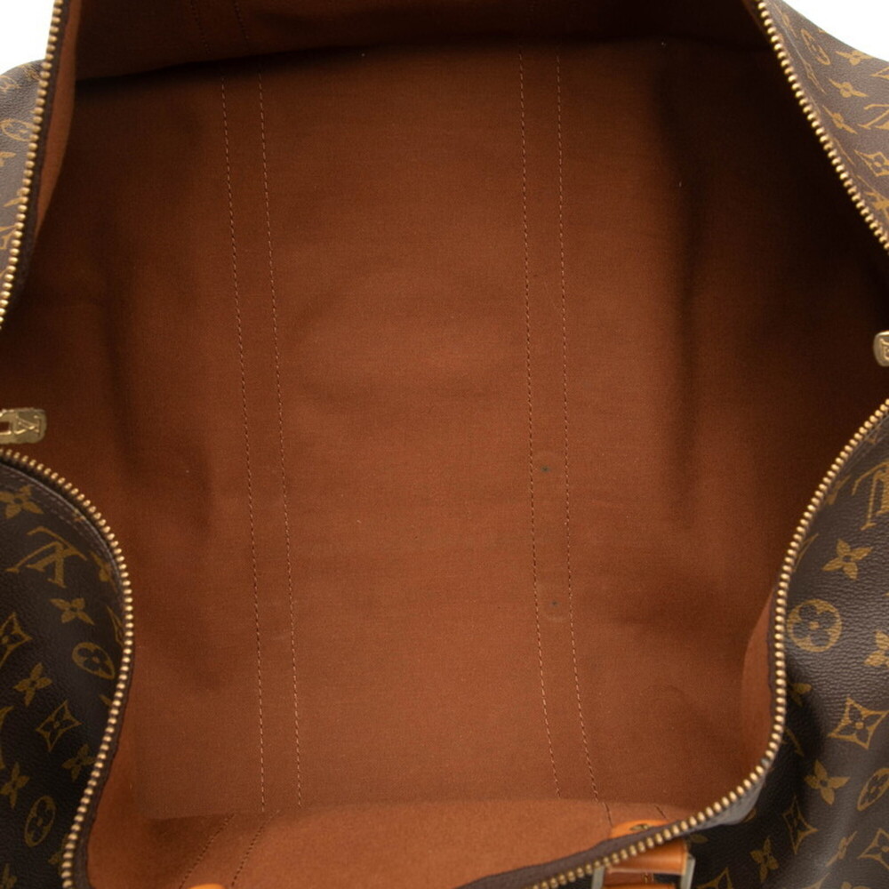 LOUIS VUITTON Authentic Brown Monogram Leather Keepall 60 Boston Bag - Picture 5 of 7
